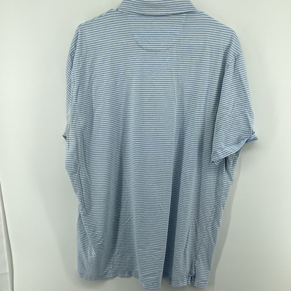 Mens Johnnie-O Hanging Out Short Sleeve Striped Golf Pocket Polo- Blue/white-XXL - Picture 5 of 7